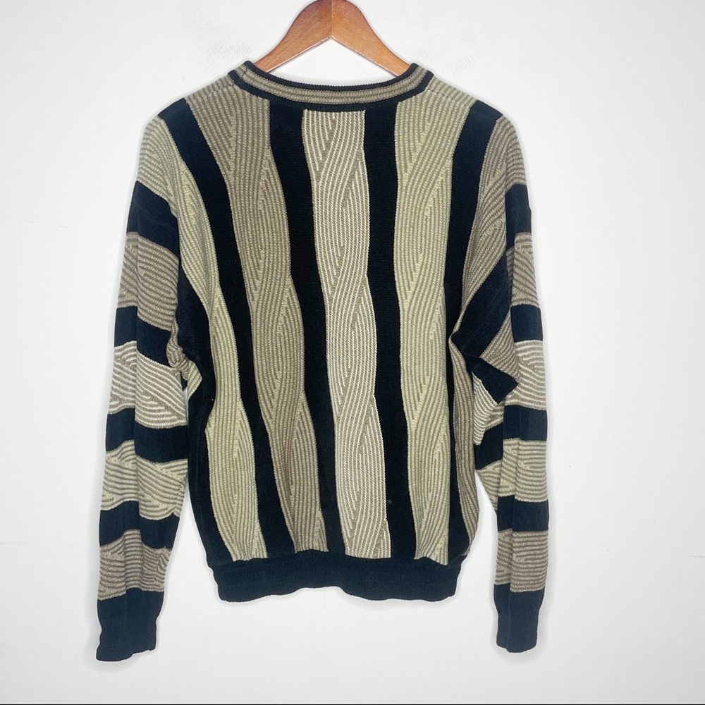 Pronto Uomo Sweater Tan Black Medium Men Cotton Acrylic Pullover - Picture 2 of 7